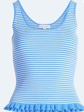 Blue & White Striped Ribbed Tank Top